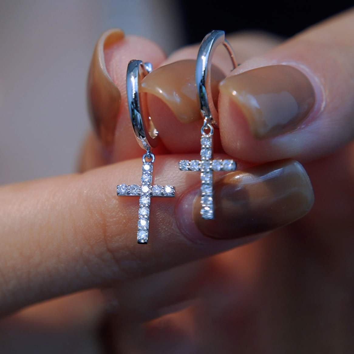 2024 Ins Top Sell Dangle Earrings Hip Hop Fashion Jewelry 925 Sterling Silver Gold Fill Pave 5A Cubic Zircon Party Handmade Women Wedding Cross Earrin