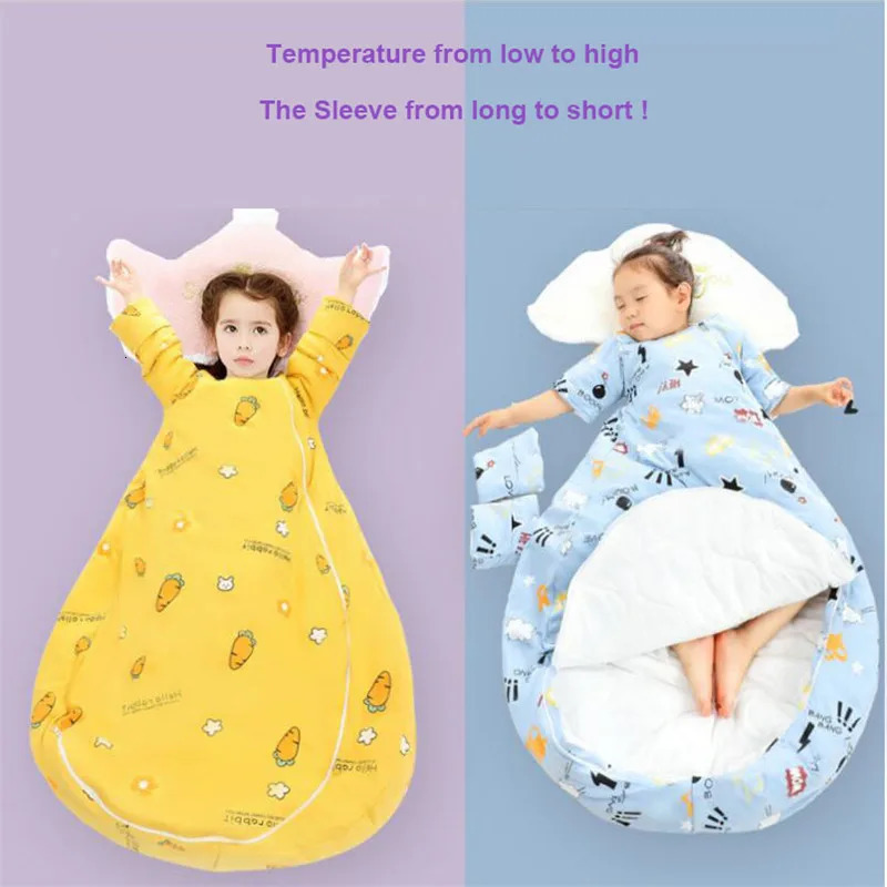 Four Seasons Round Bottom Baby Sleepsack Removable Sleeve Boys Sleep Sack Girls Baby Kids Children's Sleeping Bags 240112