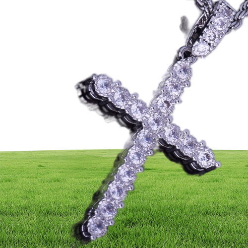 Men039s Zircon Cross Necklace Pendant Necklace Hip hop Jewelry Charm Bling Cubic Zircon Chain For Gift