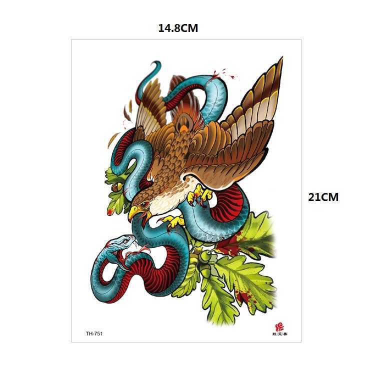 Tiger and wolf animal pattern flower arm half water transfer printing waterproof tattoo sticker simulation