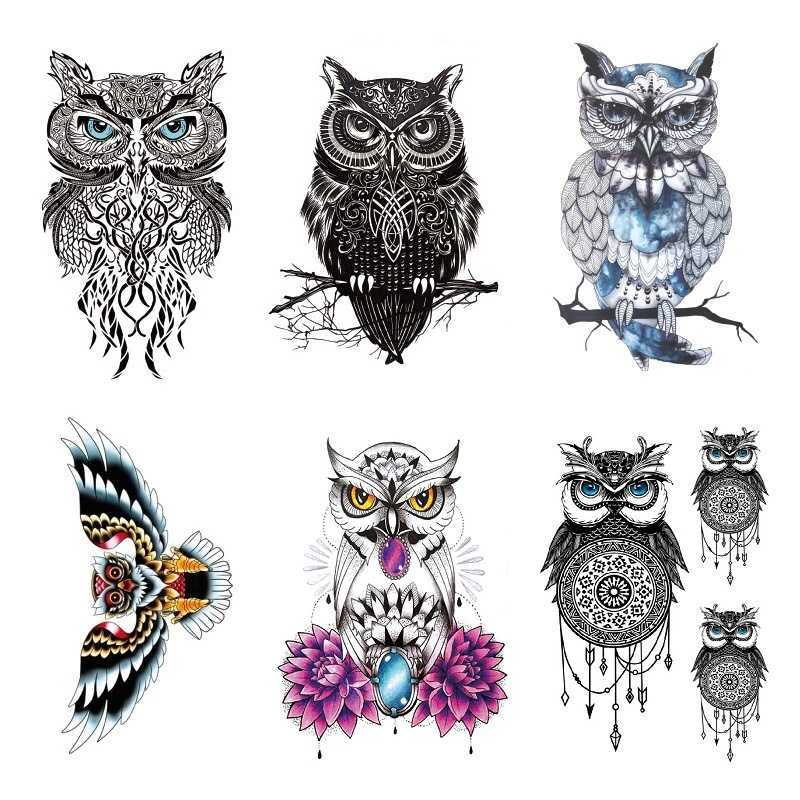 Makeup Sticker Owl Tattoo Water Transfer Waterproof Set with Simulated