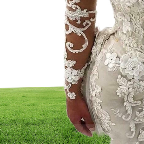 Vintage 3D Flowers Mermaid Wedding Dresses With Detachable Train Luxury Long Sleeves Lace Appliques Plus Size Plus Size Afric