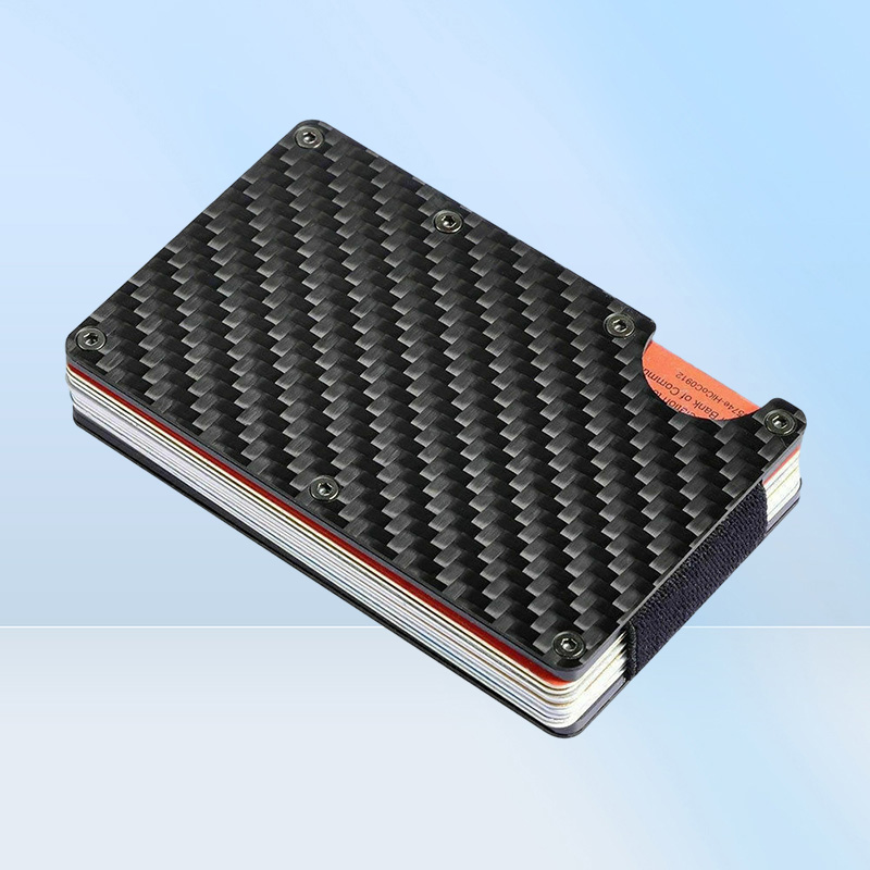 metal carbon fiber card holder Rfid men trifold mini wallet slim small thin minimal smart male wallet pocket cards purses money ba