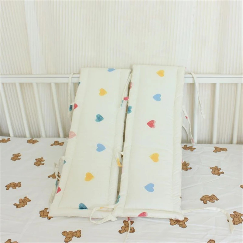 2 Pcs/Lot born Thicken Cotton Anti-biting Bed Wrapping-edge Crib Bumper Protect Strip Children Splicing Bed Side Cushion 240112