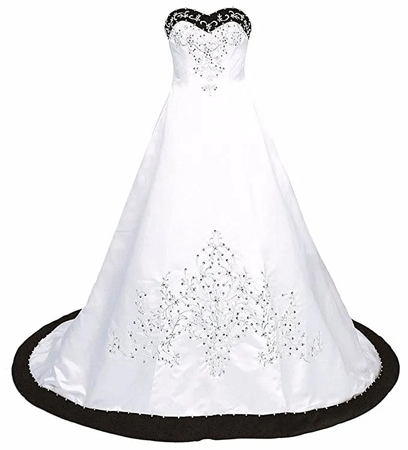 Embroidery White And Red Wedding Dress Strapless A Line Satin Long Bridal Gown Corset Lace-Up Plus Size Bride Dresses Vintage Robe De Mariee 2024