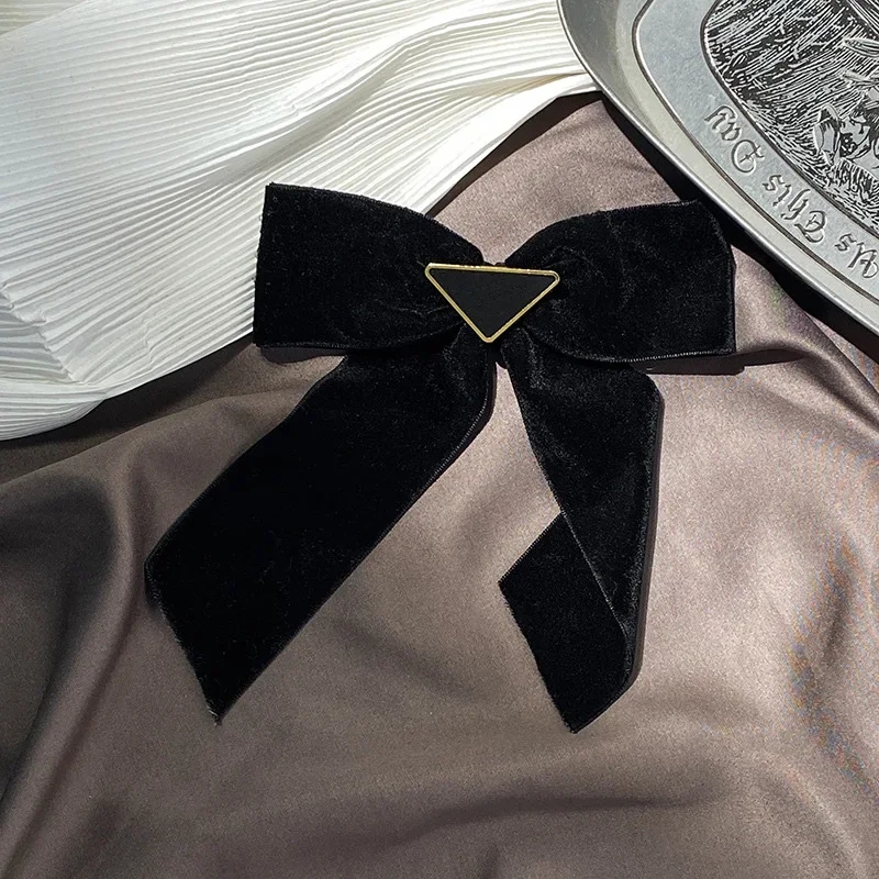 Style Black Veet Bow Clip French Barrette Large Size Fashion Ornament Hair Accessories