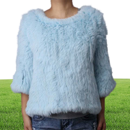 FXFURS Knitted Rabbit Fur Poncho Women Fashion Fur Sweater 100 Real Fur Jackets Girl039s Pullover CJ1912137730426
