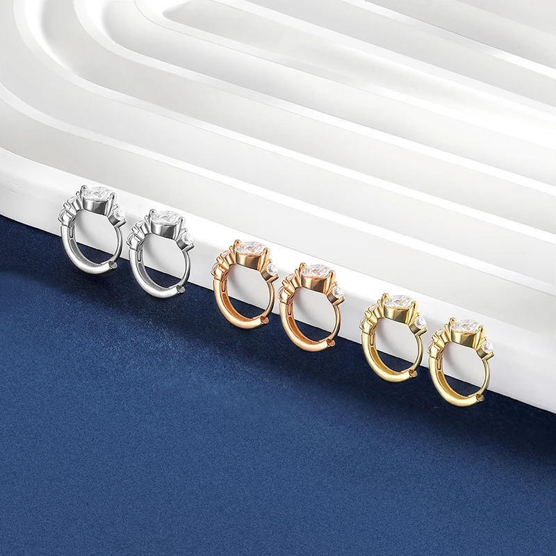 TBCYD 5mm D Color Hoop Earrings For Women With GRA S925 Sterling Silver Ear Clasps Buckle Original Fine Jewerly 240112