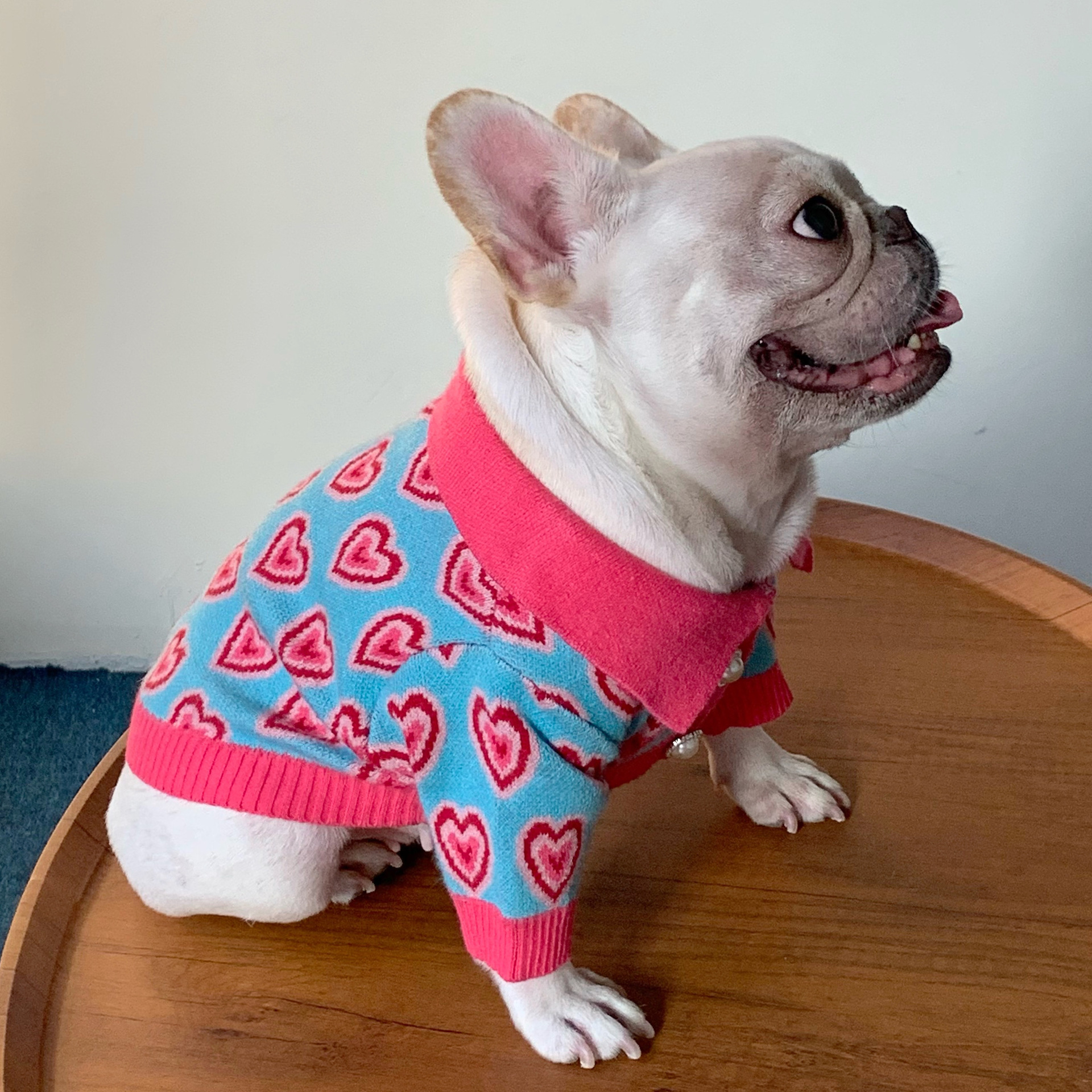 free shipping Sweaters Valentines Day Red Heart Winter Dog Apparel Puppy Sweater Warm Soft Pet Holiday Clothes for Small Cats and Dogs French Bulldog 
