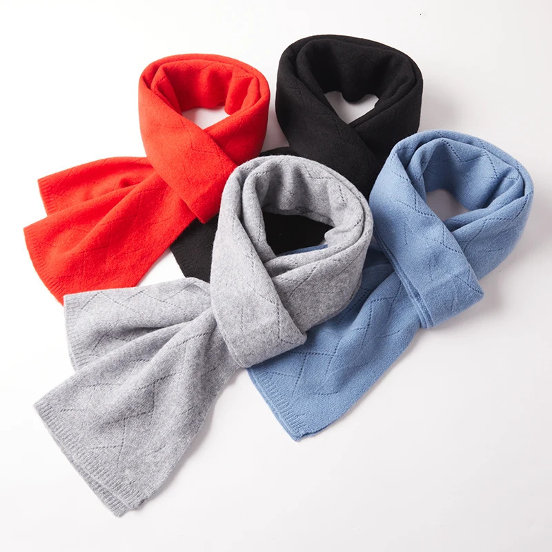 100% Wool Knitted Long Shalw For Women Winter Soft Warm Cashmere Like Pashmina Bandana Scarves Wraps Solid Korea Fashion Hijabs 240112