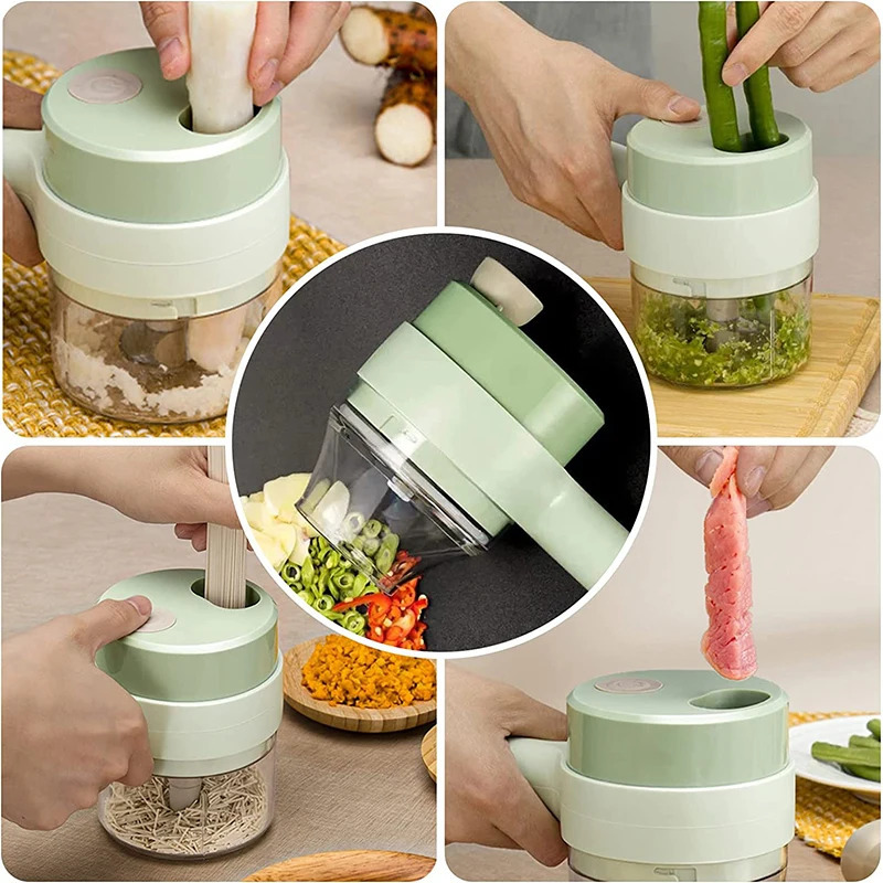 Portable Electric Vegetable Chopper Wireless Food Processor Garlic Chopper Pepper Chili Onion Ginger Mud Masher Cutter Slicer 240113