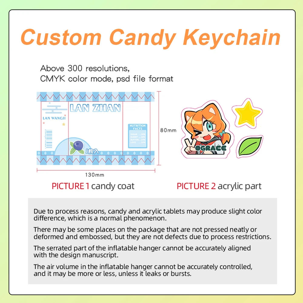 10pcs Vograce Custom Candy Keychain Personalized Acrylic Shaker Key chain Pendant Puffed Air Charms 240112