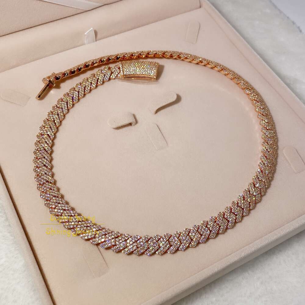 Custom 10mm Luxury Fashion Gold Plated Diamond Iced Out Miami Cuban Link Chain for Men Women