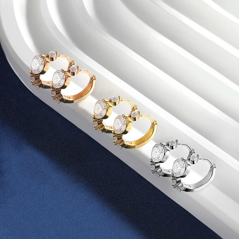 TBCYD 5mm D Color Hoop Earrings For Women With GRA S925 Sterling Silver Ear Clasps Buckle Original Fine Jewerly 240112