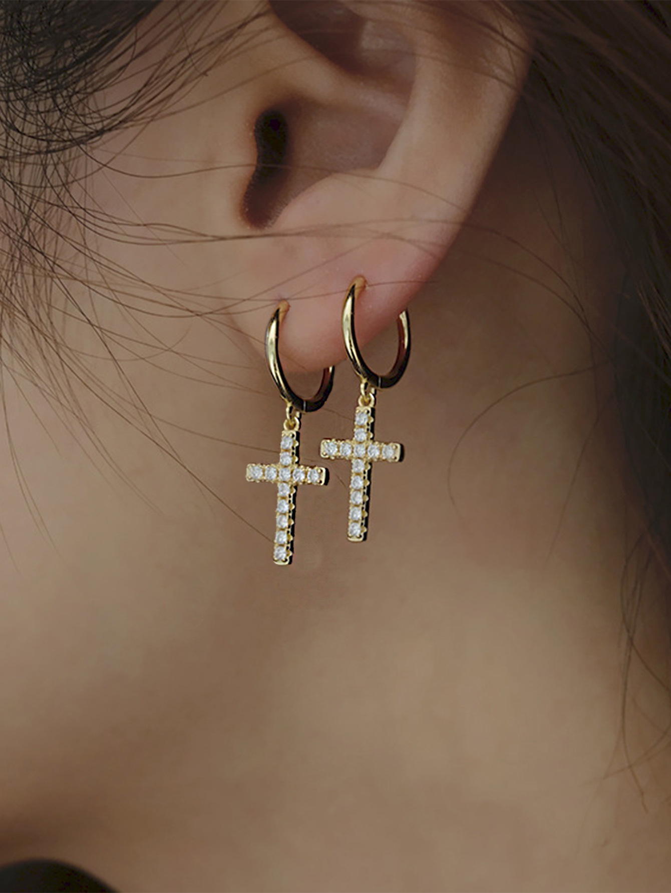 2024 Ins Top Sell Dangle Earrings Hip Hop Fashion Jewelry 925 Sterling Silver Gold Fill Pave 5A Cubic Zircon Party Handmade Women Wedding Cross Earrin