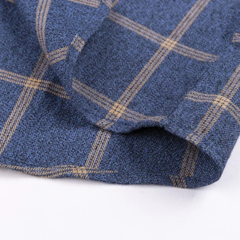Pure Cotton Men's Plaid Shirt Long Sleeve Regular Fit Men Casual Oversized Shirt Leisure Autumn Male Blouse Plus Size 240112