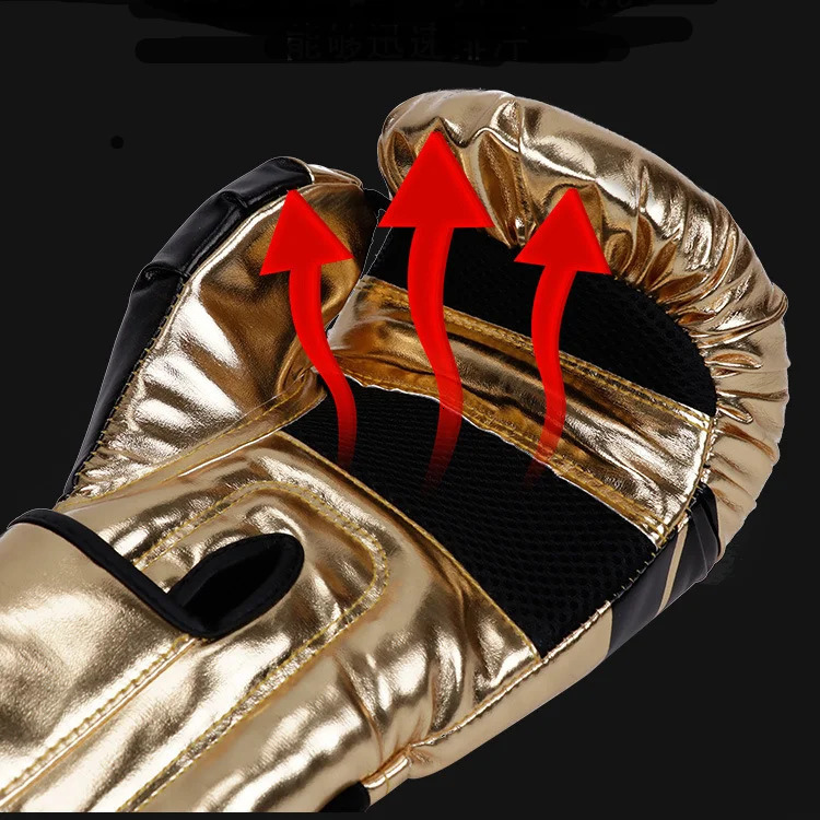 Golden Color MMA Kickboxing Gloves Breathable Comfortable Boxing Glove Kids Men Training Competitio Thickened Protective Combat 240112