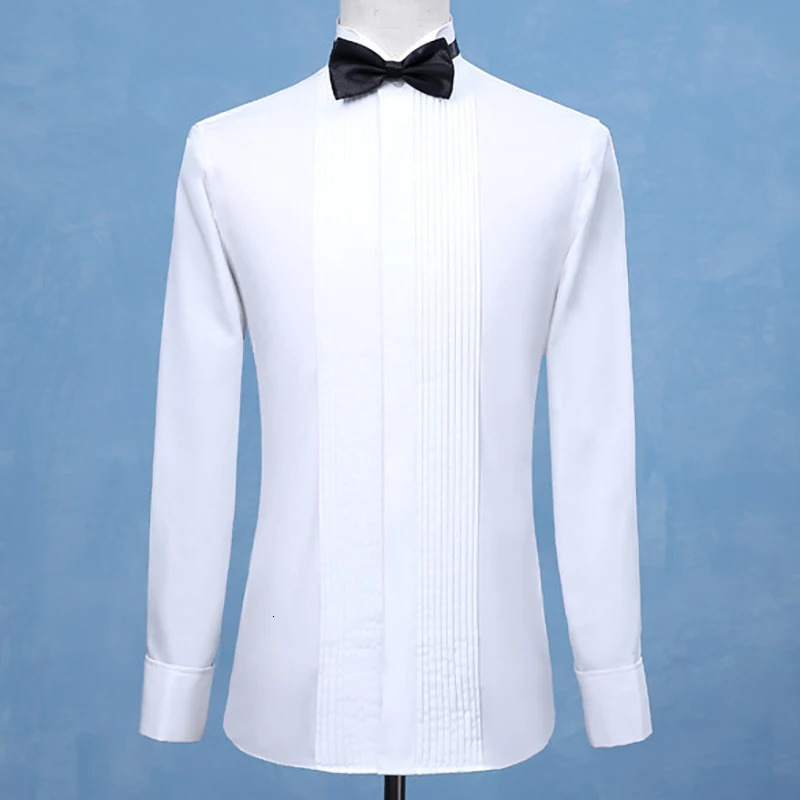 Fashion Groom Tuxedos Shirts Man Groomsmen White Black Red Men Wedding Shirts Formal Occasion Men Shirts Wingtip Collar 240112