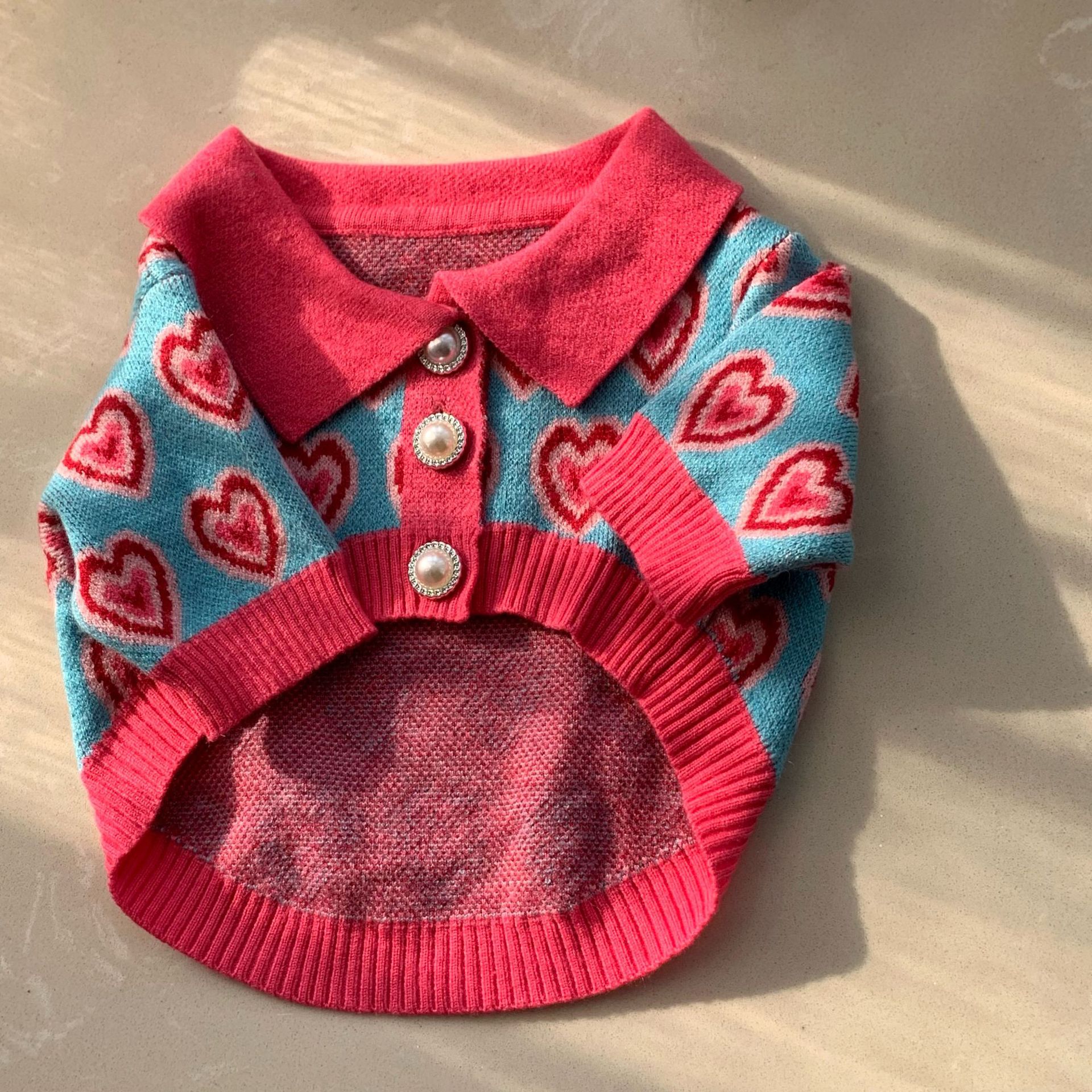free shipping Sweaters Valentines Day Red Heart Winter Dog Apparel Puppy Sweater Warm Soft Pet Holiday Clothes for Small Cats and Dogs French Bulldog 