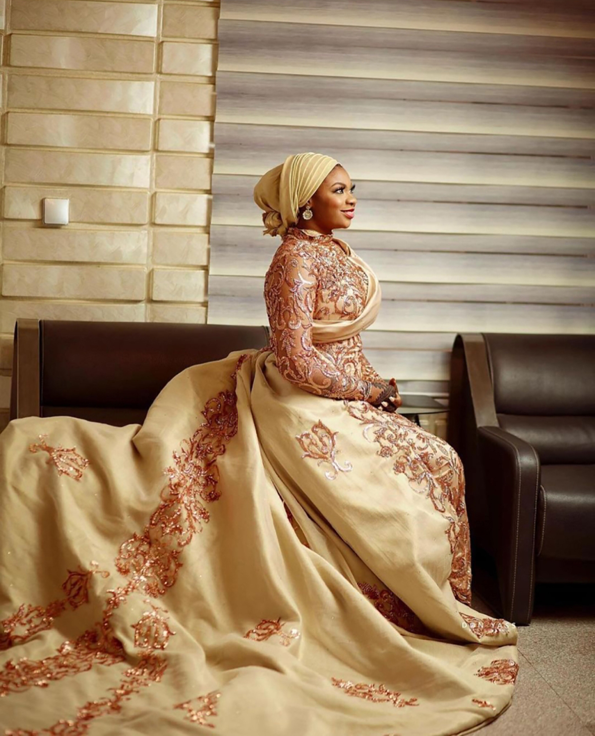 Arabic style Mermaid Wedding Dress Soft High Long Sleeve Ball Gown Plus Size Sweep Train Bridal Gowns Dress Vestido De Novia Size Customized D-H23752