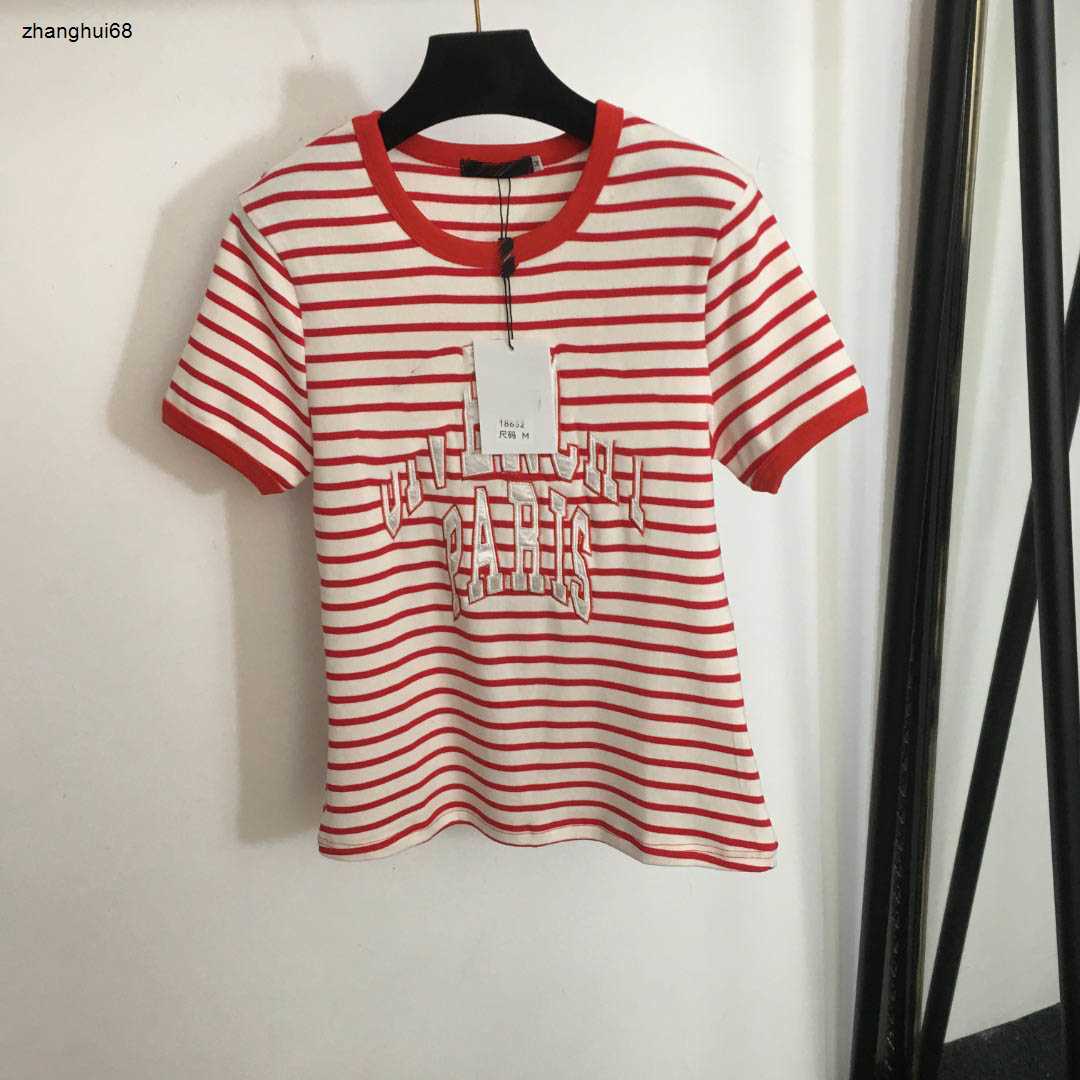 designer women T shirt luxurious fashion Embroidered logo letter stripe short sleeve high quality ladies upper garment Jan 13