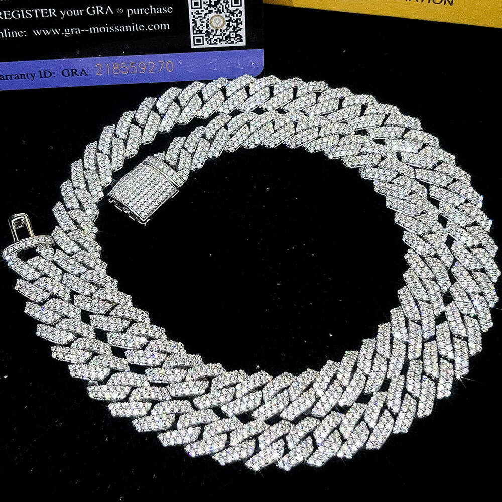 Fine Jewelry Necklace Mens Woman Sterling Silver Vvs1 Moissanite Diamond Cuban Link Chain Iced Out Custom Hip Hop