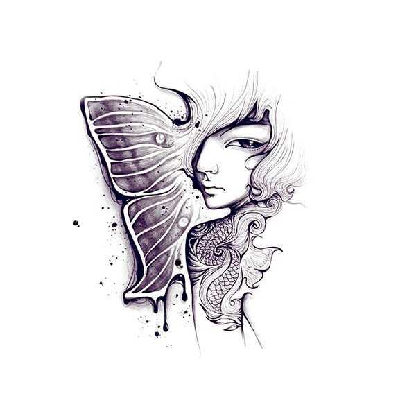 Makeup waterproof Flower arm tattoo sticker geisha mermaid angel beautiful figure half