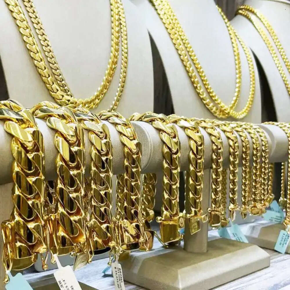 Custom Size Necklace Hip-hop Jewelry 12mm Link Chain 10k 14k 18k Gold Miami Cuban Chain with