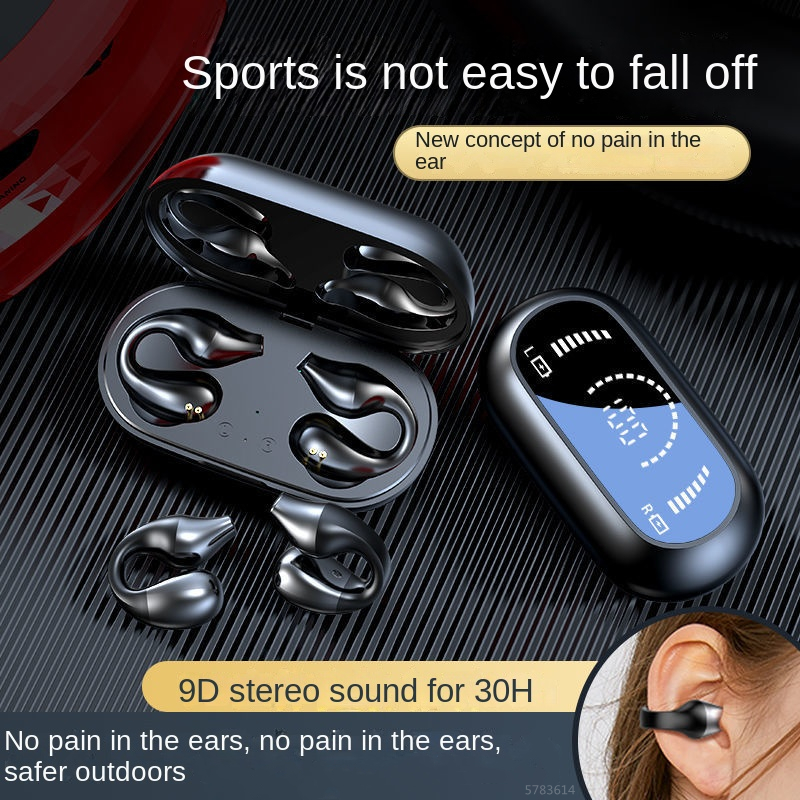TWS Bluetooth 5.2 Wireless Bone Conduction Headphones Clip Ear Music Noise Canceling Headset HD Call Gaming Sports Earphone Apple Long Life Standby Ch - view 8