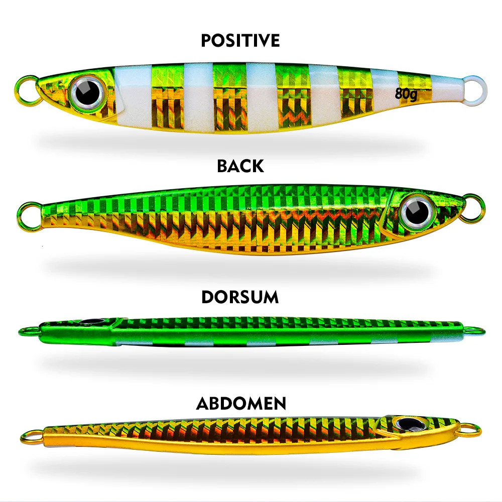 5PcsSet 14g40g60g80g Fast Sink Luminous Jigging Fishing Lure Metal Jig Spoon Pesca Shore Lures Fish Tuna Bait Saltwater Sea 240113