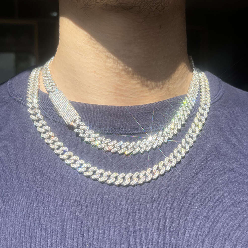 Gra Certificate 10mm Single Row Cuban Chain Fine Jewelry D/vvs Moissanite Cuban Link Chain Rapper Hip Hop Necklace Jewelry