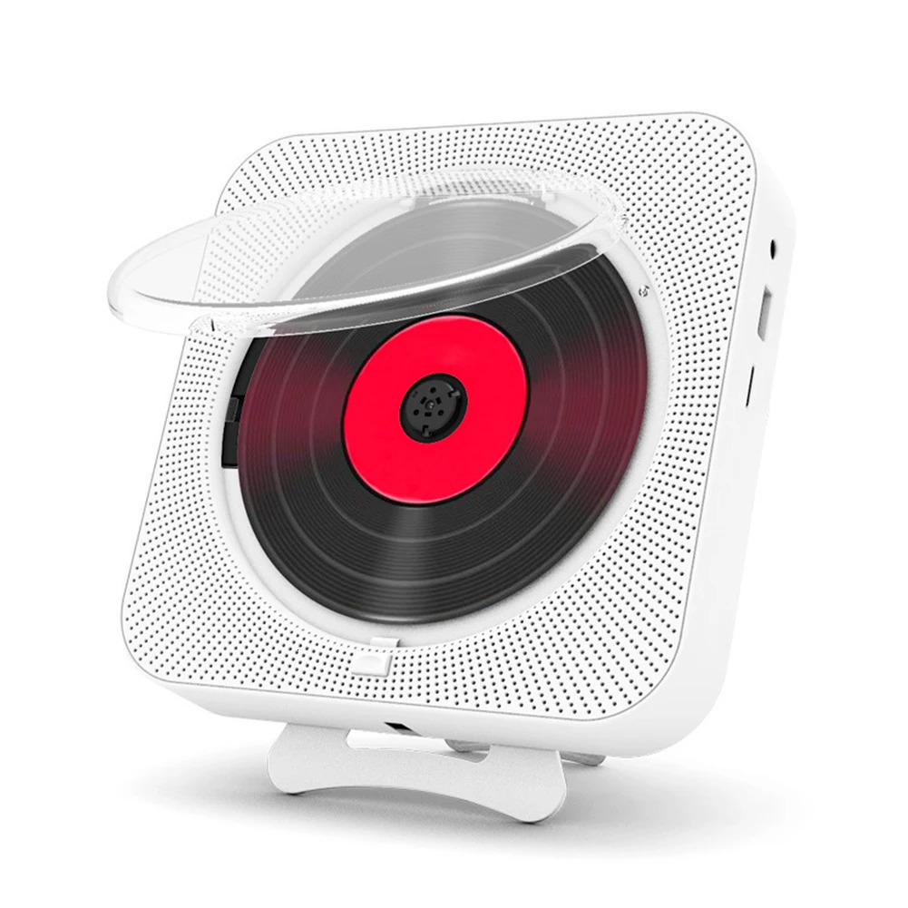 Portable CD Music Player Wall Mounted Bluetooth-compatible 5.1 Music Player LED Display 3.5mm Music Player FM Radio with Bracket 240113