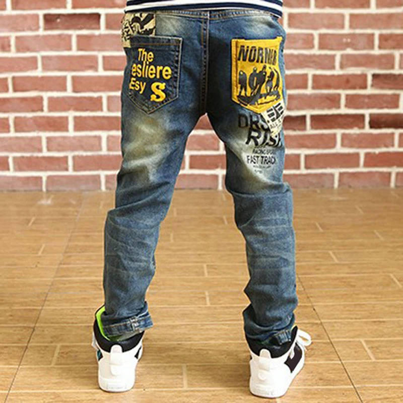 IENENS Boy Girls Trousers Skinny Jeans Elastic Waist Pants 4-13 Years Kids Boys Denim Clothing Clothes Sports Bottoms 240113