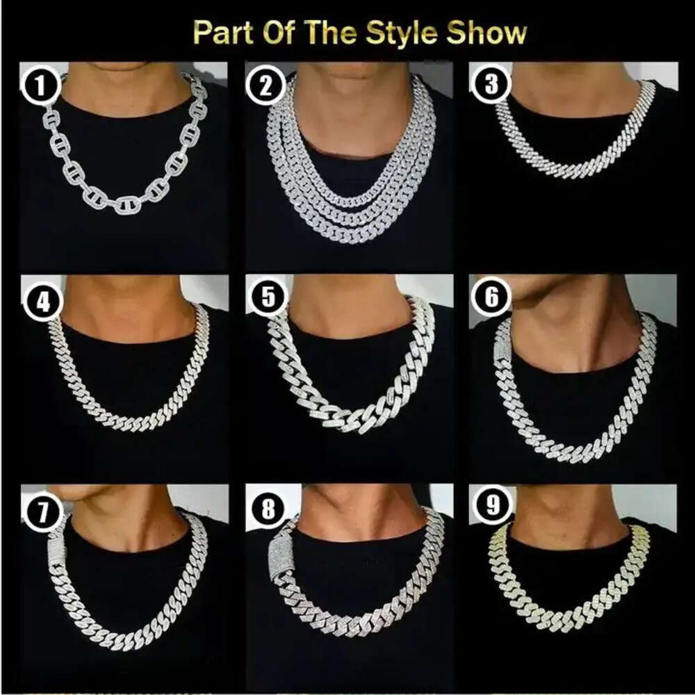 Fashion Hip-hop Jewelry Moissanite Necklace Vvs 925 Silver Custom Cuban Link Chain 10mm 12mm 14mm