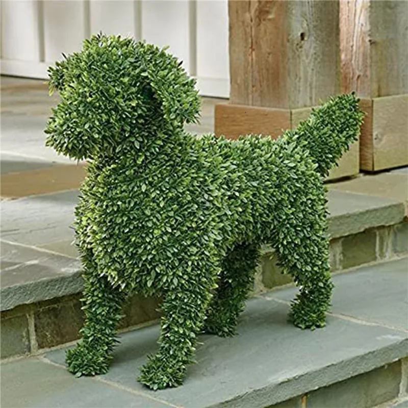 Decorative Peeing Dog Topiary Flocking Dog Sculptures Statue Without Ever a Finger to Prune or Water Decorative Pet Garden Decor 240113