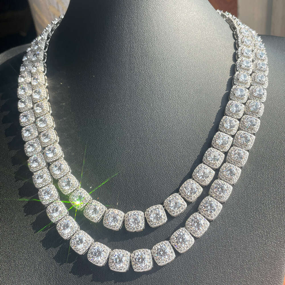Custom d Vvs Moissanite Diamond Cuban Link Chain S925 Silver 8mm 12mm Large Tennis Solid Back Hiphop Necklace