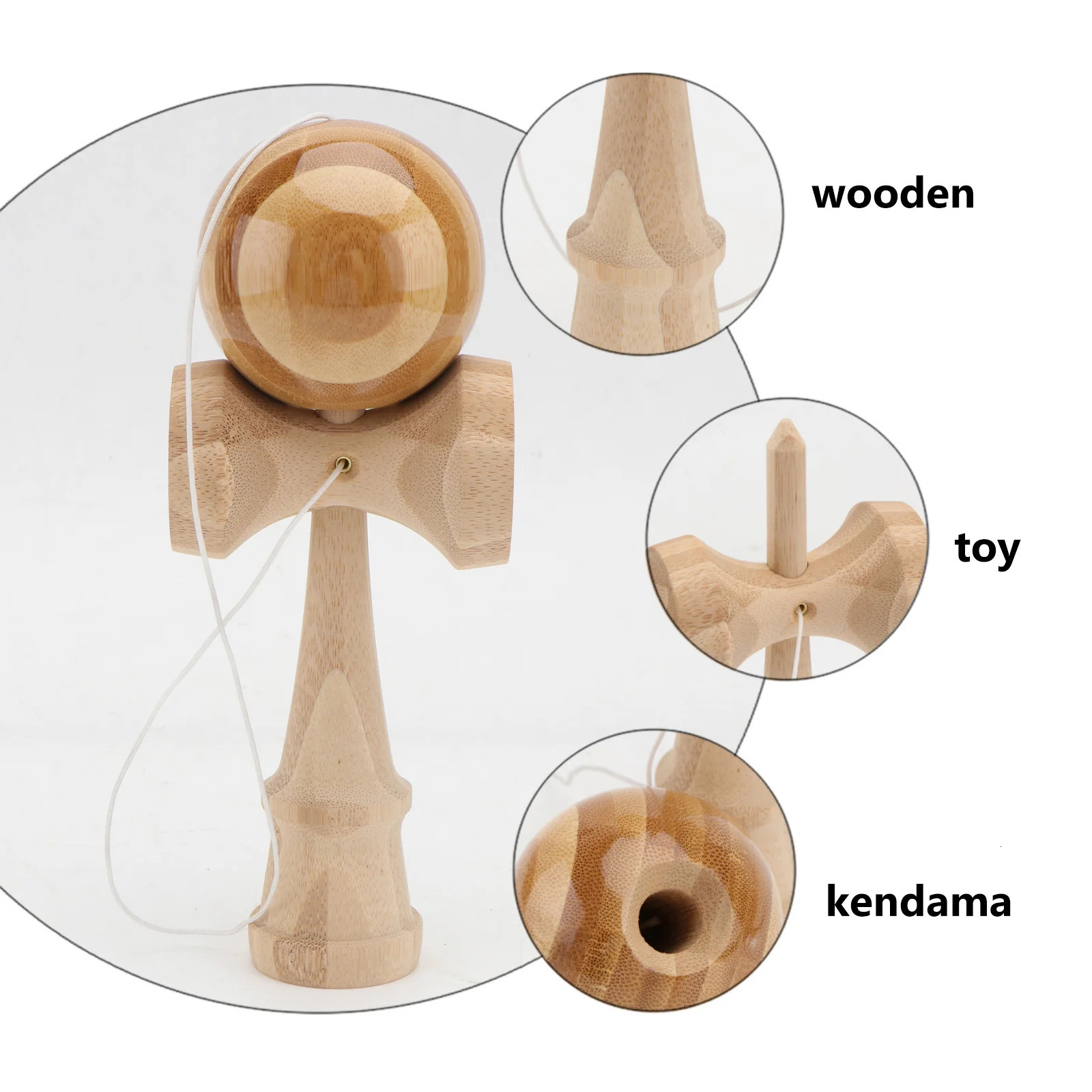 1PC 6CM Wooden Kendama Funny Splicing Skill Creative Kendama Skill Ball For Yard Stadium Home Park Sword Ball 240113