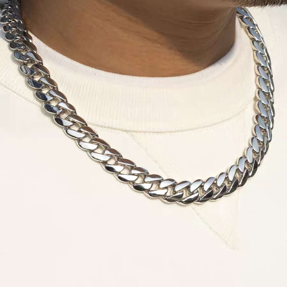 925 Solid Silver Cuban Chain 12mm Width Gold Plated Hip Hop Necklace Cuban Link Chain for Man