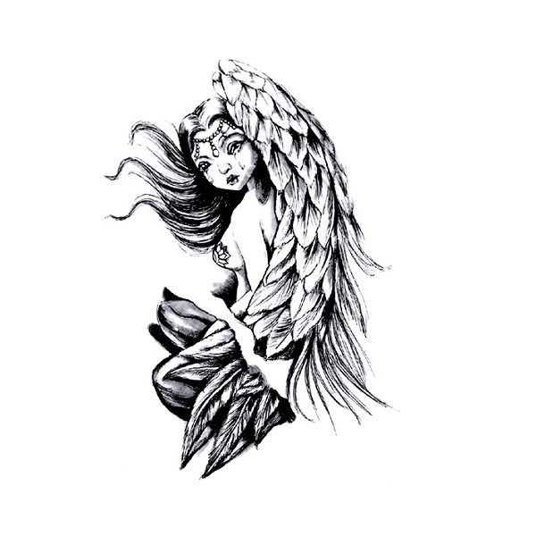 Makeup waterproof Flower arm tattoo sticker geisha mermaid angel beautiful figure half