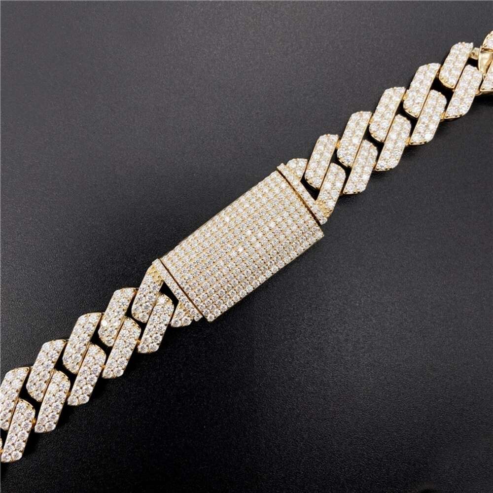 10k Real Solid Gold Yellow Gold Iced Out Lab Diamonds Hip Hop Moissanite Mens Cuban Chain