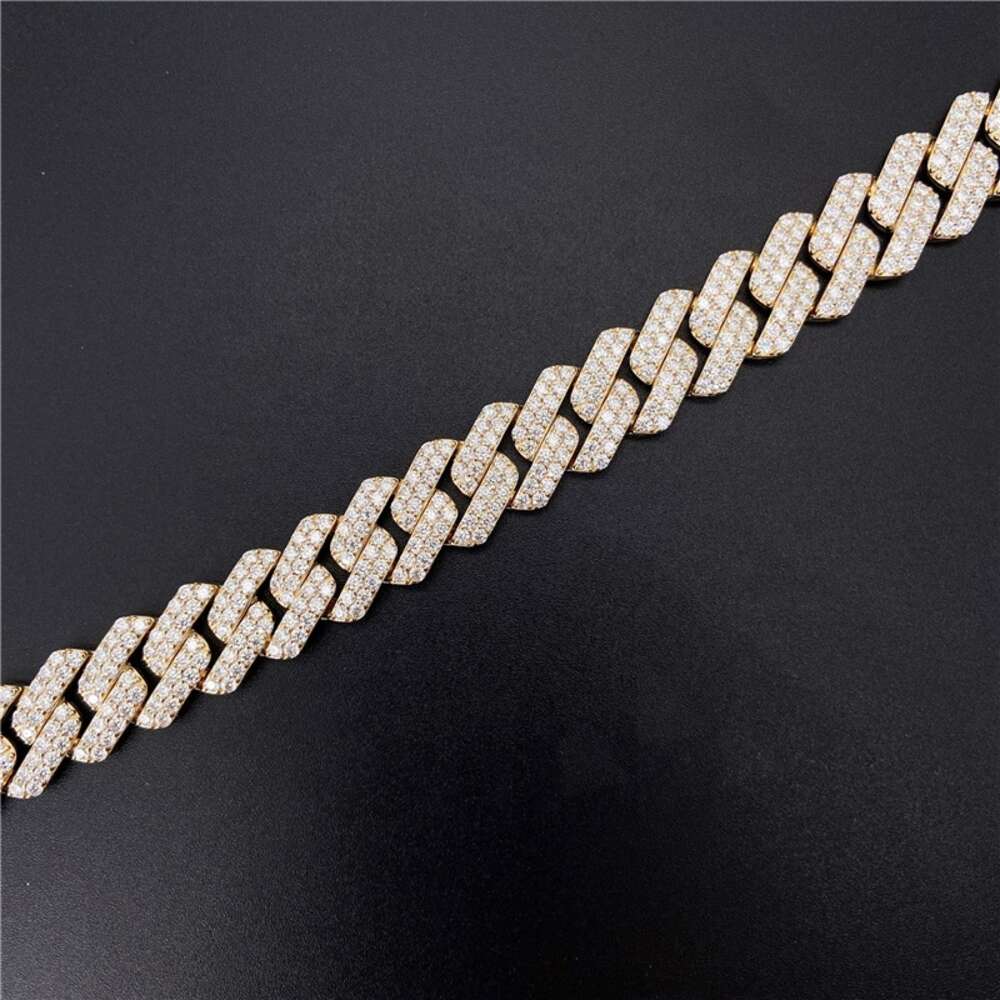 10k Real Solid Gold Yellow Gold Iced Out Lab Diamonds Hip Hop Moissanite Mens Cuban Chain