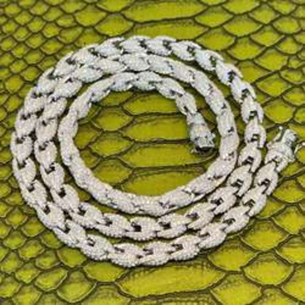 Hip Hop Miami Cuban Chain 12mm Vvs Moissanite Diamond Custom Silver Iced Out Cuban Necklace