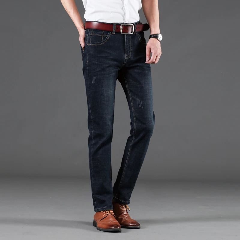 Stretch AutumnWinter Mens Jeans Style Straight and Versatile Long Pants 240113