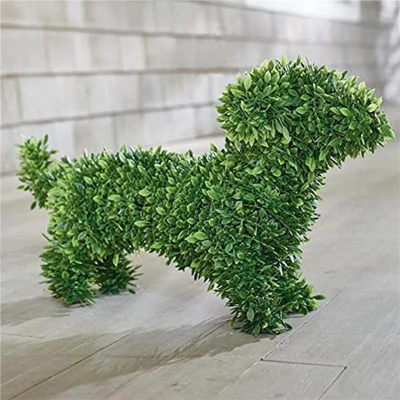 Decorative Peeing Dog Topiary Flocking Dog Sculptures Statue Without Ever a Finger to Prune or Water Decorative Pet Garden Decor 240113
