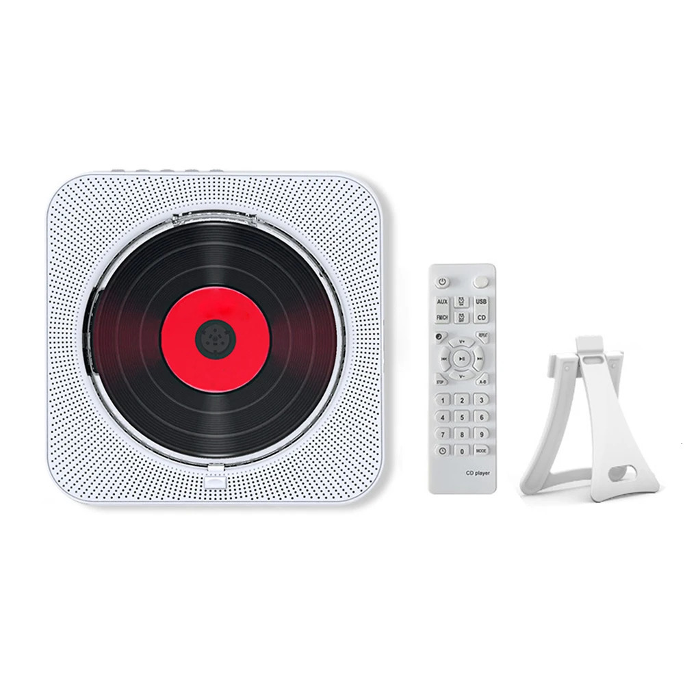 Portable CD Music Player Wall Mounted Bluetooth-compatible 5.1 Music Player LED Display 3.5mm Music Player FM Radio with Bracket 240113