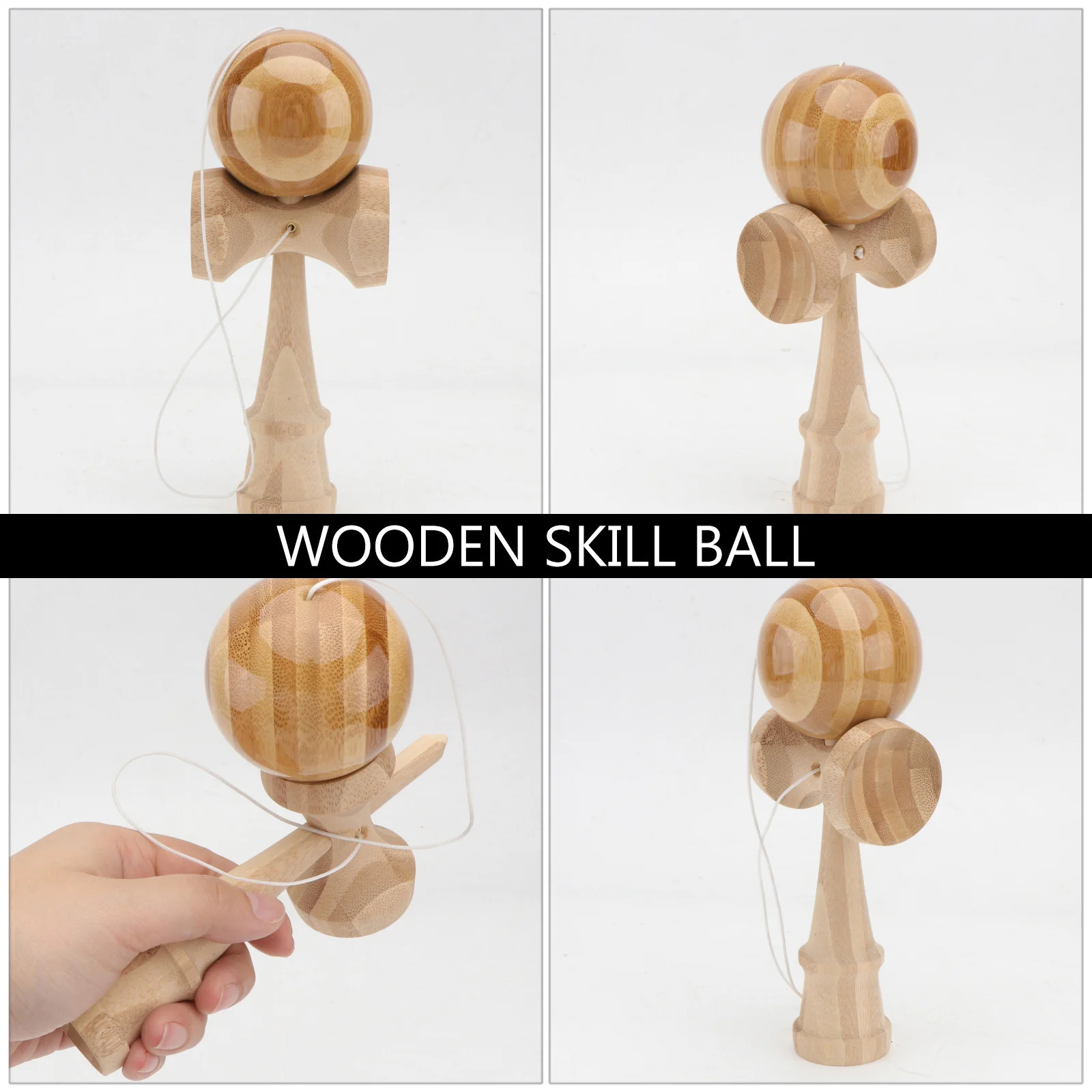 1PC 6CM Wooden Kendama Funny Splicing Skill Creative Kendama Skill Ball For Yard Stadium Home Park Sword Ball 240113