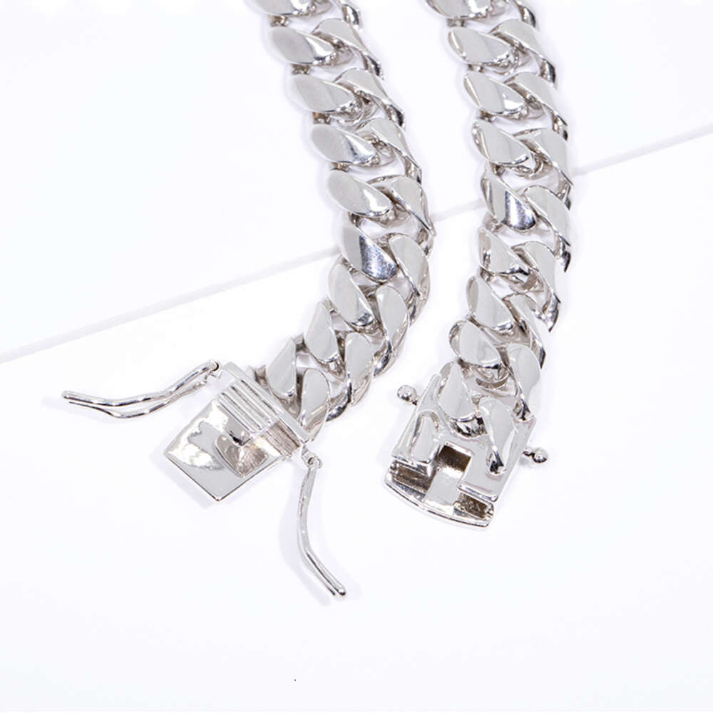 925 Solid Silver Cuban Chain 12mm Width Gold Plated Hip Hop Necklace Cuban Link Chain for Man