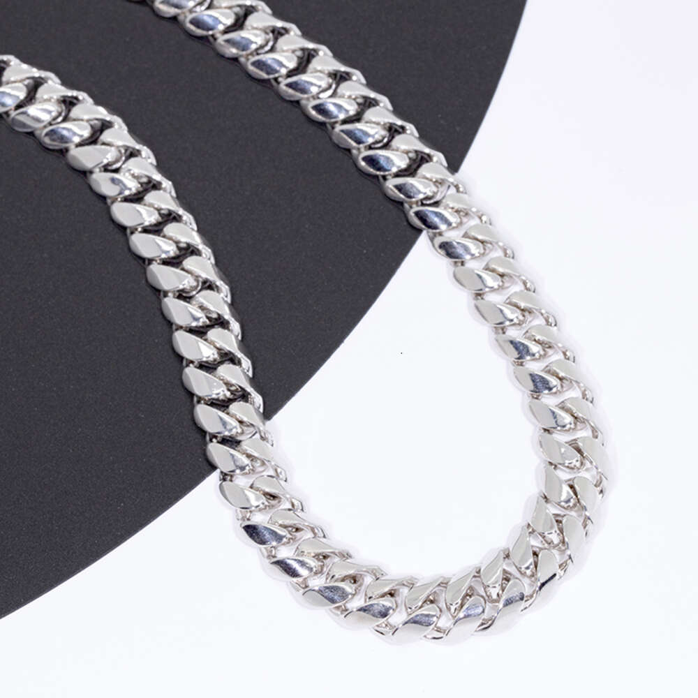 925 Solid Silver Cuban Chain 12mm Width Gold Plated Hip Hop Necklace Cuban Link Chain for Man