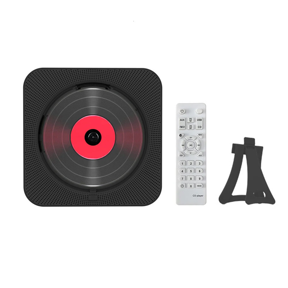 Portable CD Music Player Wall Mounted Bluetooth-compatible 5.1 Music Player LED Display 3.5mm Music Player FM Radio with Bracket 240113