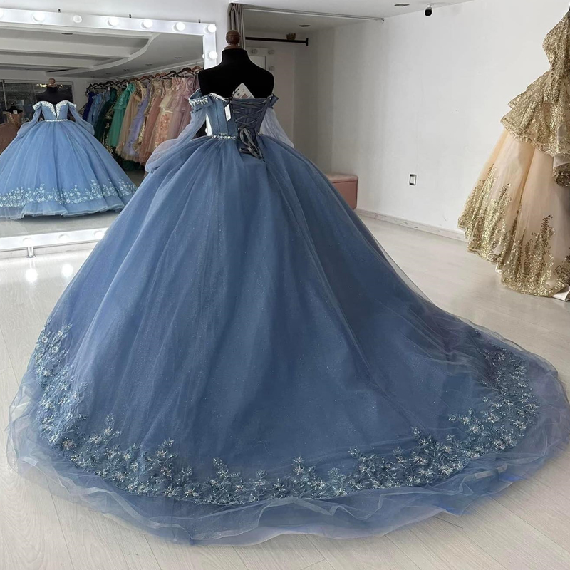 Quinceanera Dresses 2025 Beaded Crystal Sequined Applique Tull Sweet 16 Dress Ball Gown Lace Up vestidos de 15 anos